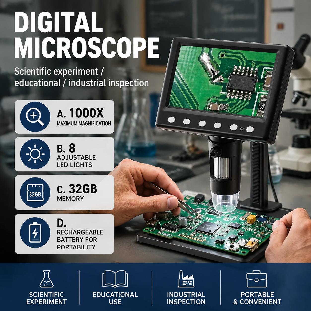Inspection Microscope 1000x Ma - огляд і ціна Diy Microscope For Electronics Repair
